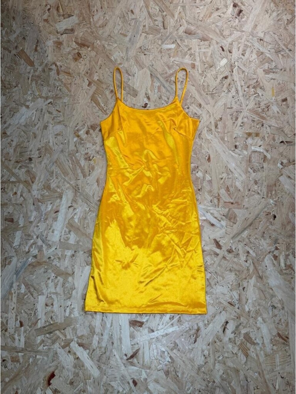 Popular 21 Yellow Satin Slip Dress Womens Size Medium Mini Spaghetti Strap